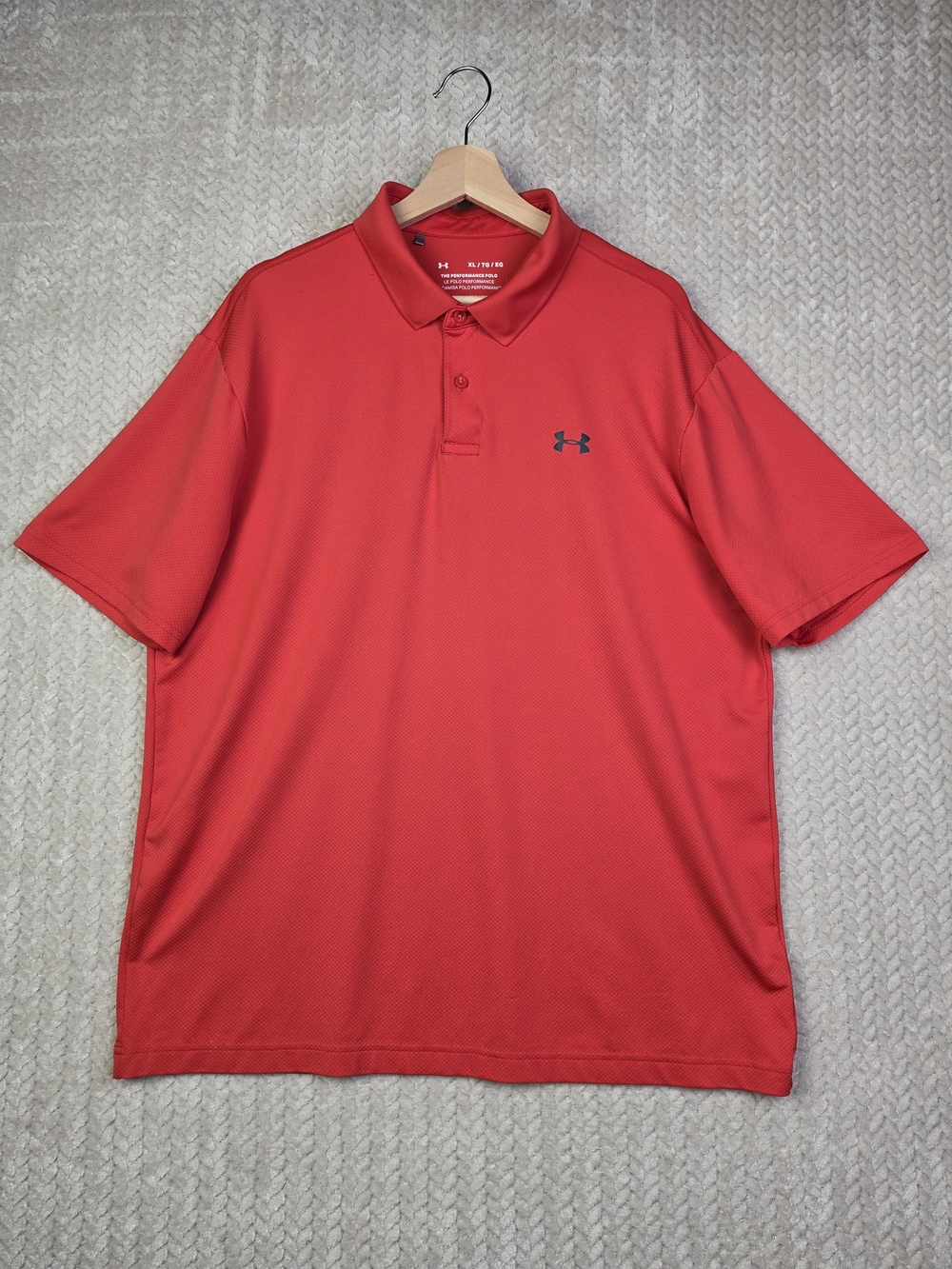 Under Armour Performance Polo Shirt Mens XL Short‎ Sleeve Red Orange Golf
